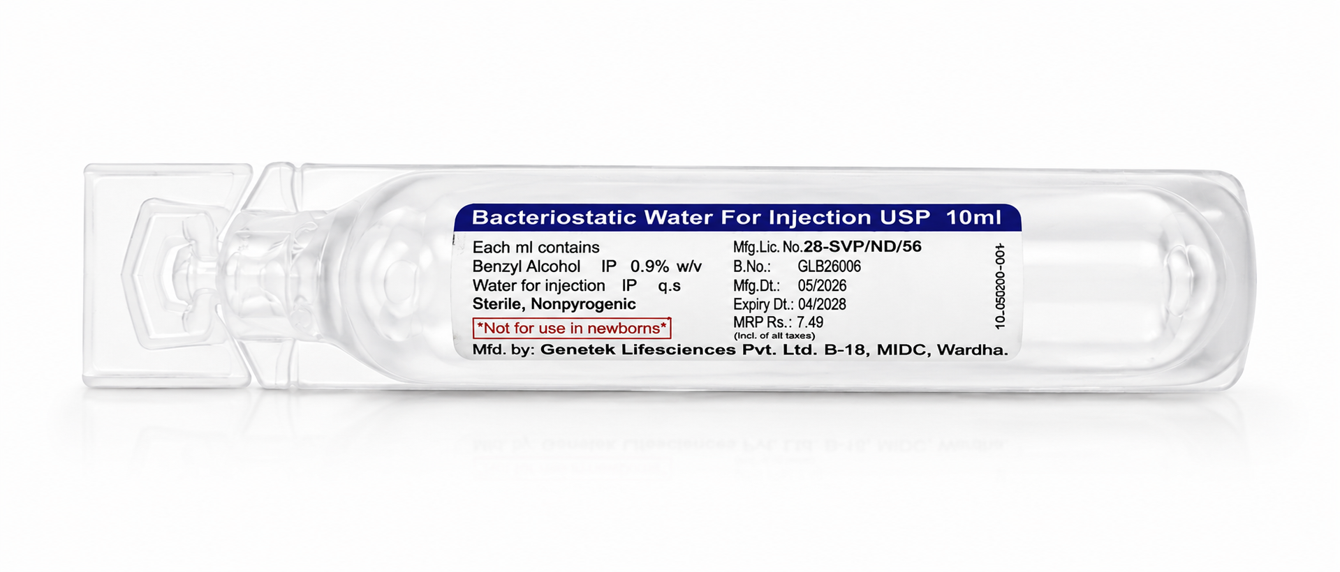 Genetek bacteriostatic water
